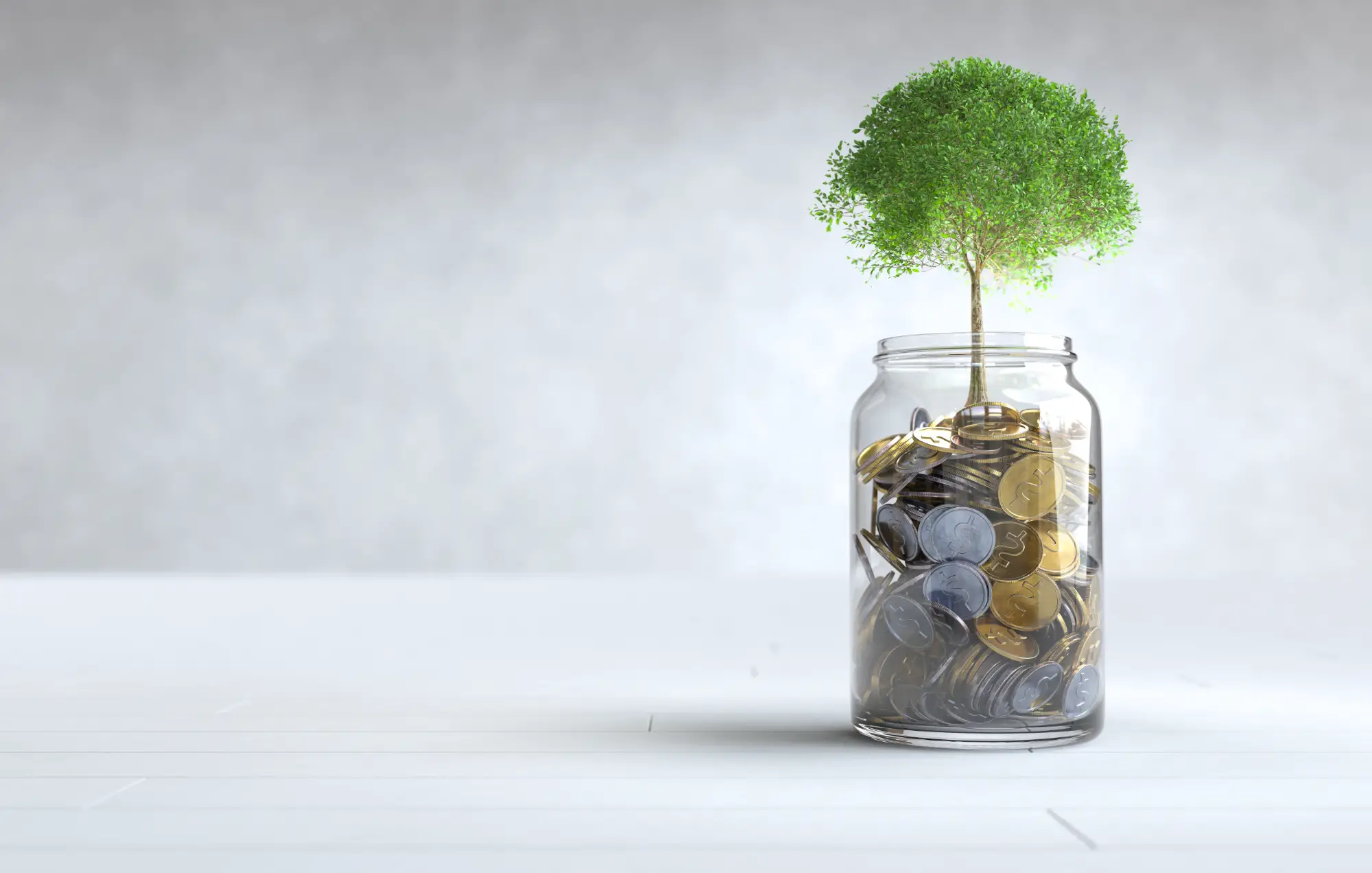 arbre poussant dans une jarre, abstrait, économie